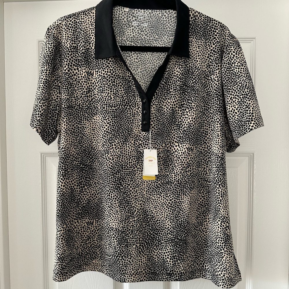 Women’s shimmery golf shirt with moisture wicking fabric-Monterey Club